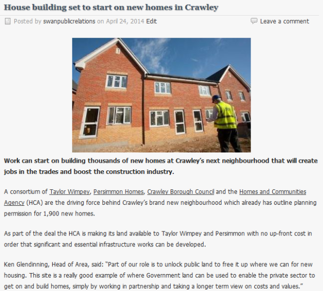 House building set to start on new homes in Crawley